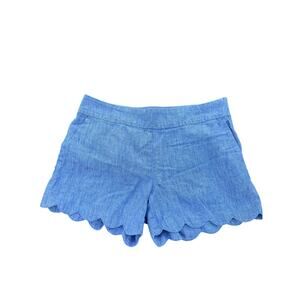 LOFT Riviera Scalloped Linen Blend Shorts Size 0